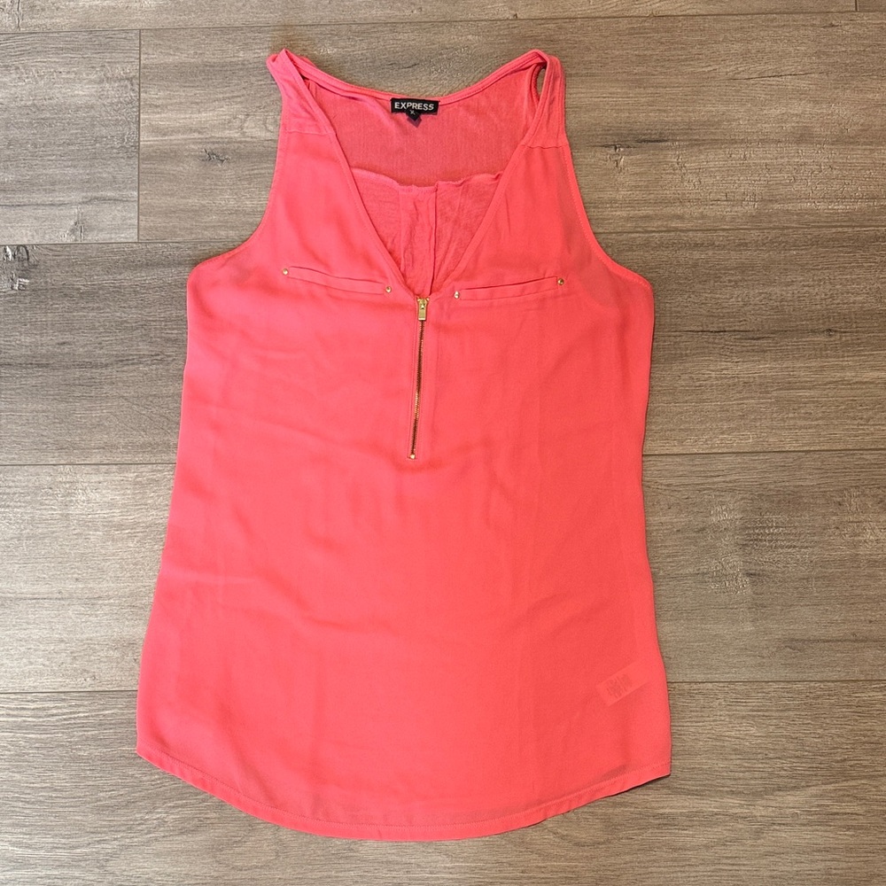 Express Pink Zip-Front Tank Top